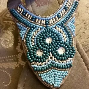 Aqua Beaded Sandals