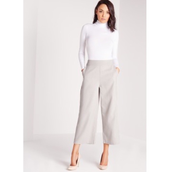 Missguided Pants - Cropped Grey wide leg trousers