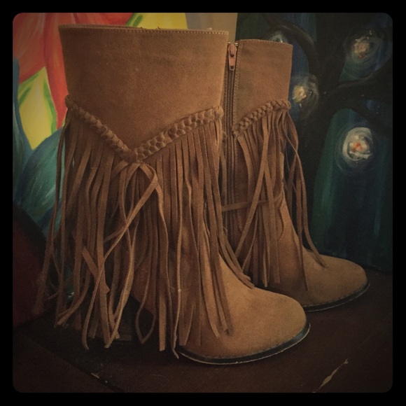 Brown Fringe Boots