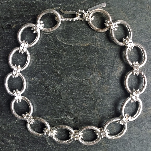 Hammered Silver Chunky Chain Necklace - Picture 1 of 2