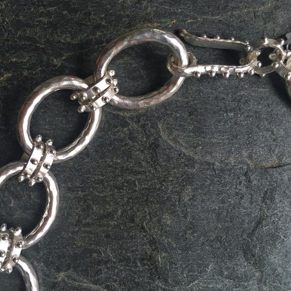 Hammered Silver Chunky Chain Necklace - Picture 2 of 2