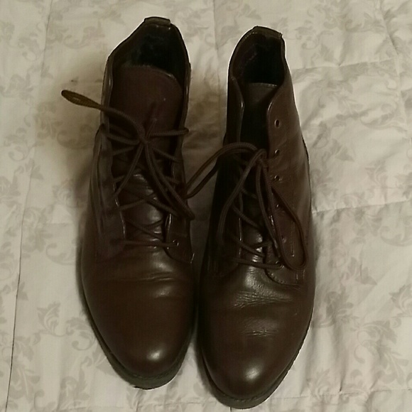 Brown Ankle Boots Leather Upper