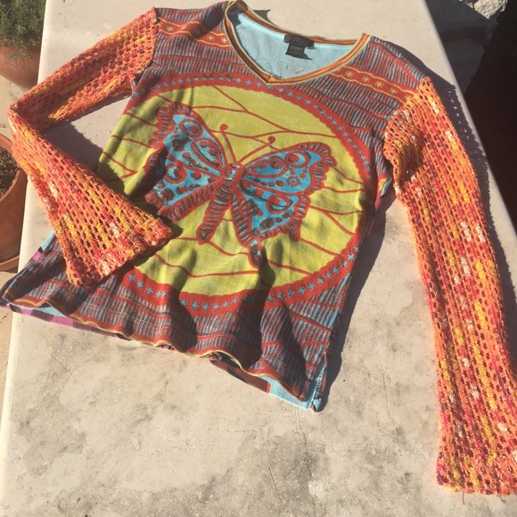 Vintage Custo Barcelona top with croquet sleeves.