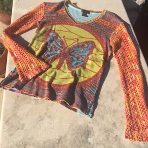 Vintage Custo Barcelona top with croquet sleeves.