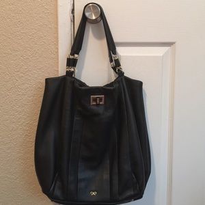 Anya Hindmarch large black leather bag