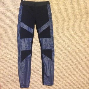 BCBG leggings with leather accents