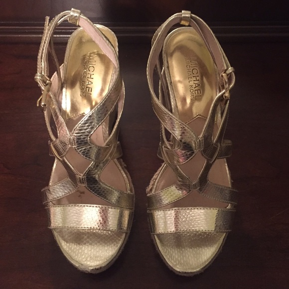 Michael Kors gold-snakeskin espadrilles