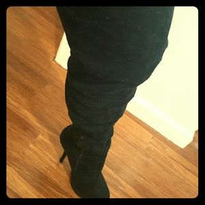 Faux suede thigh high boots