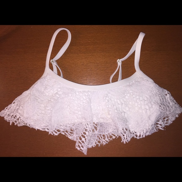 White lace bathing suit top - Picture 1 of 2