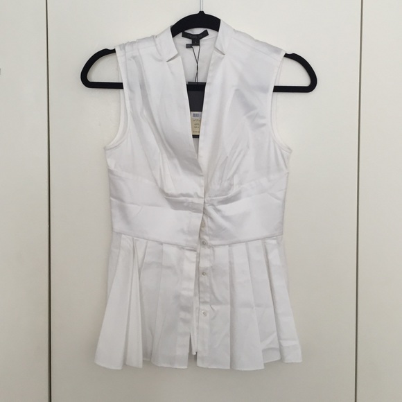 NWT Rachel Zoe white pleated top size 4