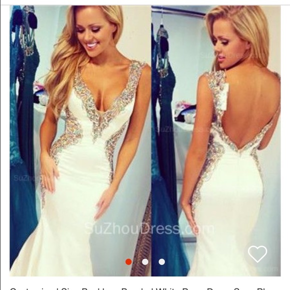 White mermaid prom dress