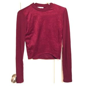 Maroon long sleeve crop