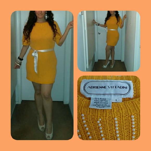 SOLDBeautiful Bright orange pearl dress sz.L - Picture 1 of 4
