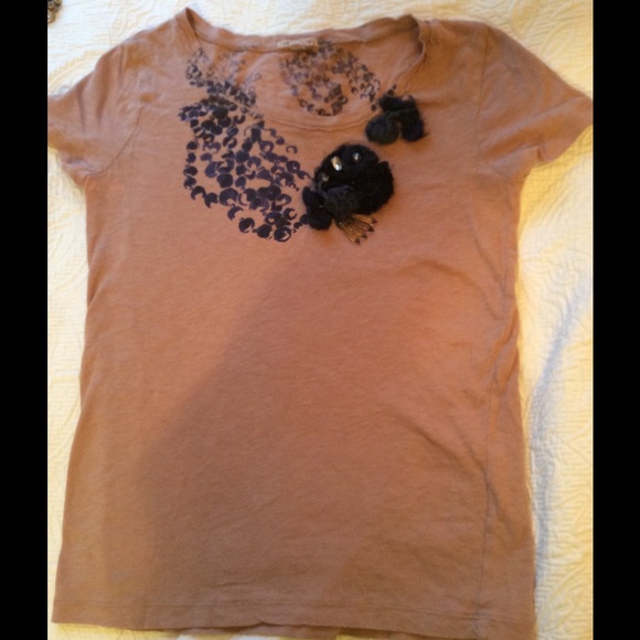 Jcrew pink tee with navy embellishments