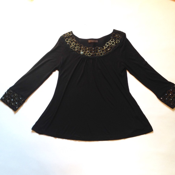 Black Long Sleeve with Gold Details