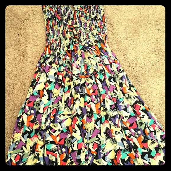 Multicolored strapless mink pink sundress - Picture 1 of 3