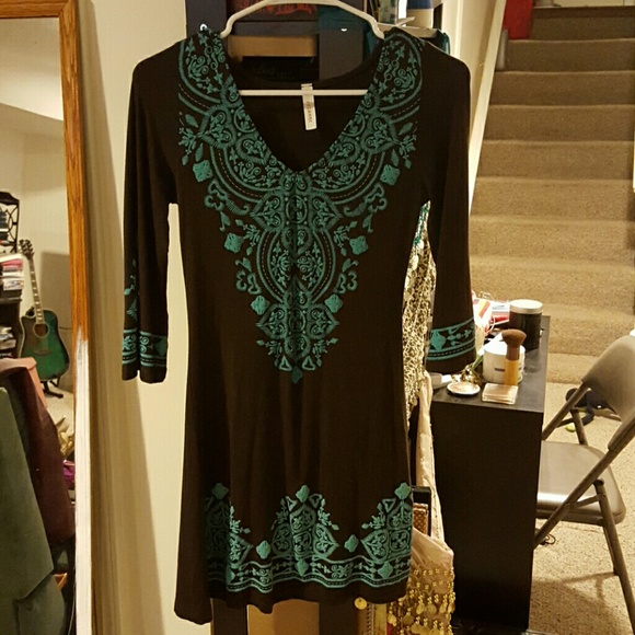 Brown and Blue Boho Dress - Picture 2 of 4