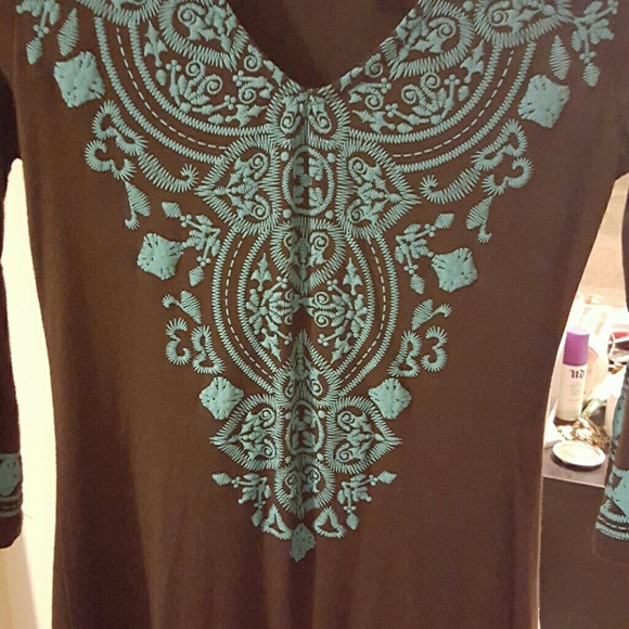 Brown and Blue Boho Dress - Picture 3 of 4