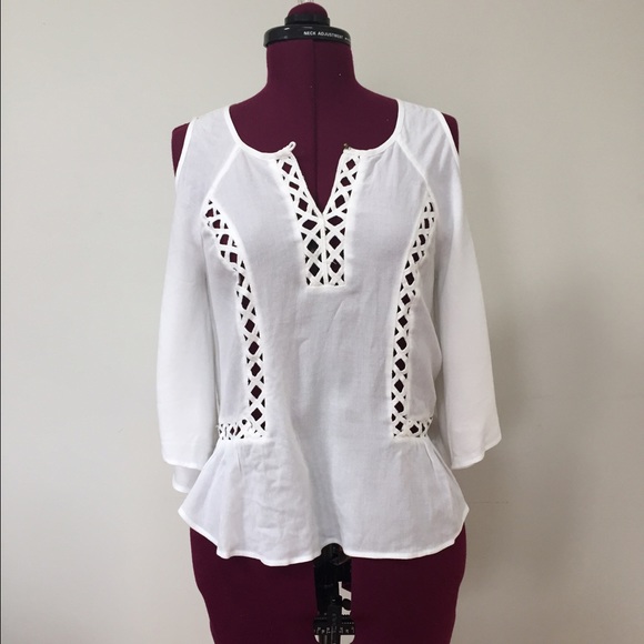 Anthropologie Lattice Cutout Peasant Blouse