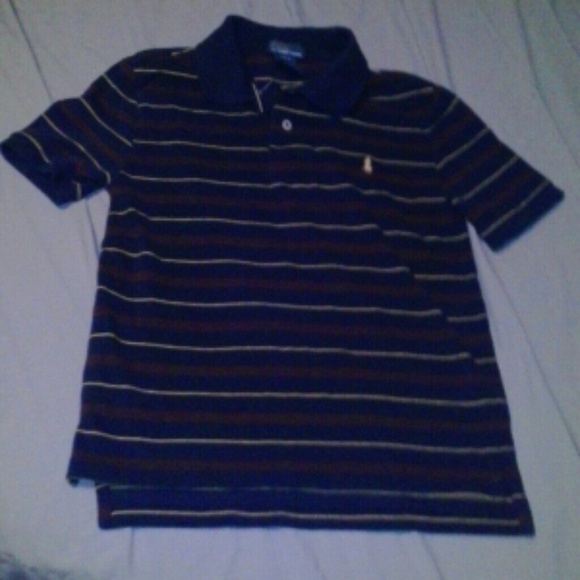 NWOT Polo navy with red & yellow stipes polo shirt - Picture 1 of 3