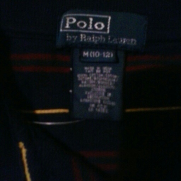 NWOT Polo navy with red & yellow stipes polo shirt - Picture 2 of 3