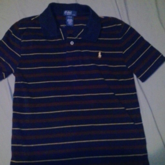 NWOT Polo navy with red & yellow stipes polo shirt - Picture 3 of 3