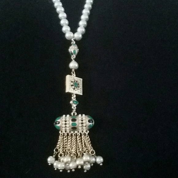 Necklace - pearls and enamel - Picture 2 of 3