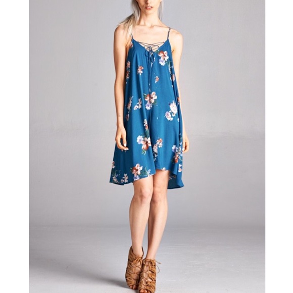 🆕KANA floral tank dress - TEAL - Picture 2 of 4