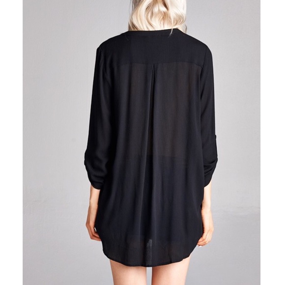 🆕LARA lace up front loose fit blouse - BLACK - Picture 3 of 3