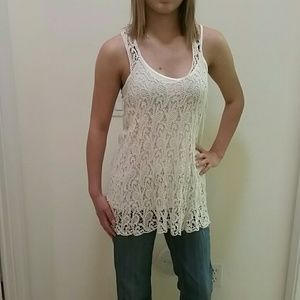 Crochet tank top with camisole