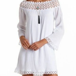 Off the shoulder crochet shift dress