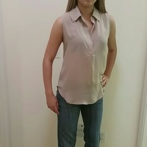 Olivaceous collared top in beige