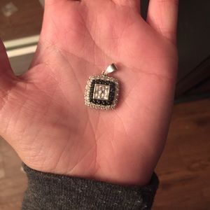 Silver pendant with black diamonds