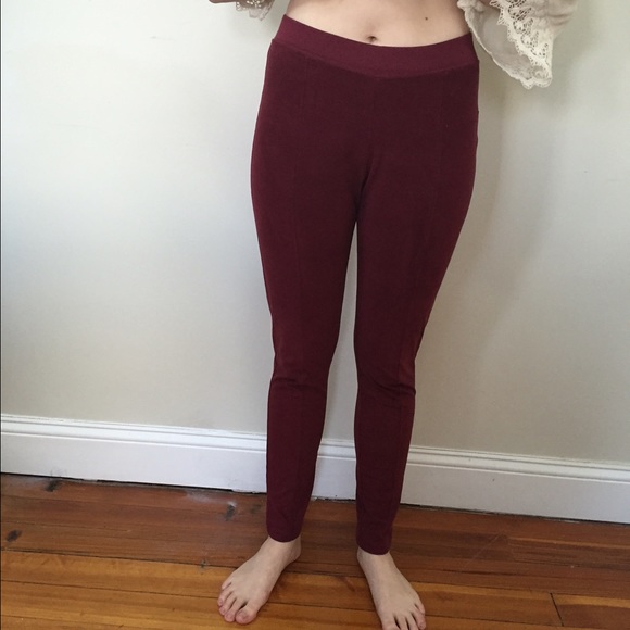 Anthropologie Burgundy Suede Leggings