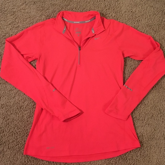 Nike Jackets & Blazers - Nike neon coral 1/4 zip pull over. Small