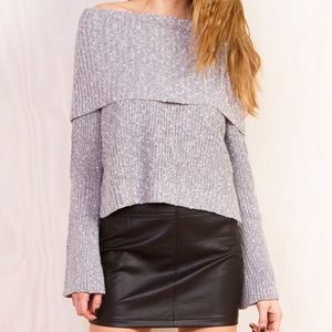 Nasty Gal Off The Shoulder Bell Sleeve Sweater SzM