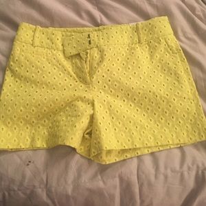 lemon yellow eyelet shorts