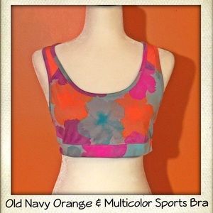 Old Navy Orange & Multi Color Sports Bra