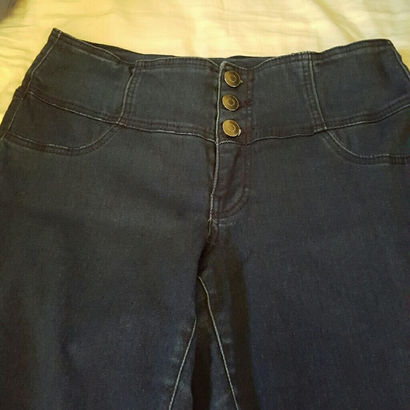 Dark blue high waist skinny jeans