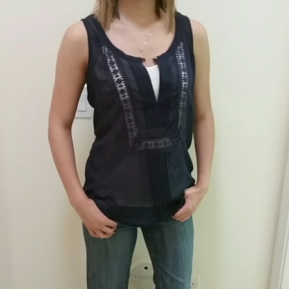 semi-sheer tank top with really cute lace detail