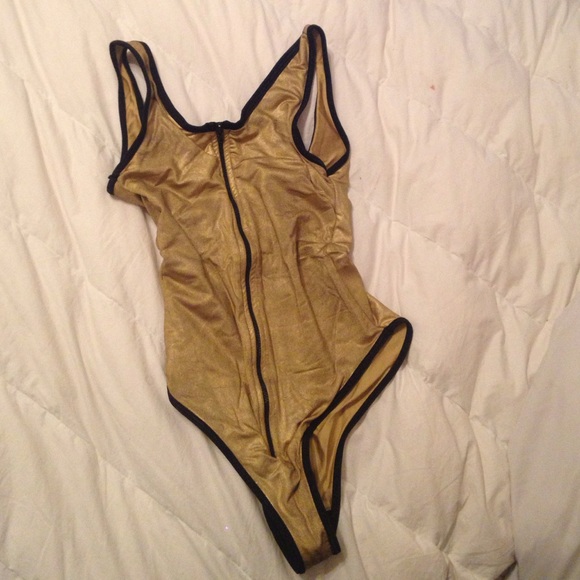 American Apparel Gold Zipper Swimsuit
