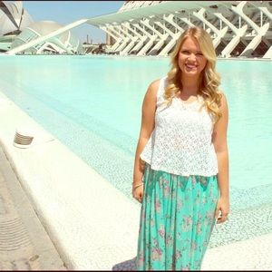 Turquoise floral maxi skirt!