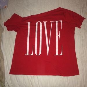 Red LOVE off the shoulder top