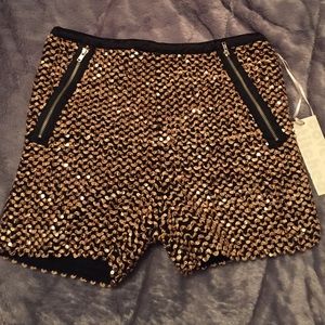 High Waisted Sequin/Gold Shorts