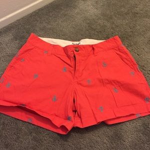 Coral anchor print shorts