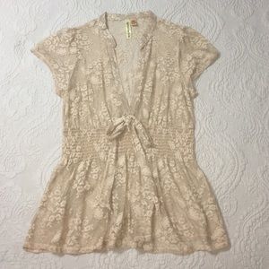 Eyeshadow sheer lace tunic