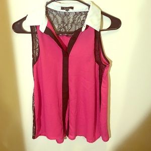 Pink and black laced blouse