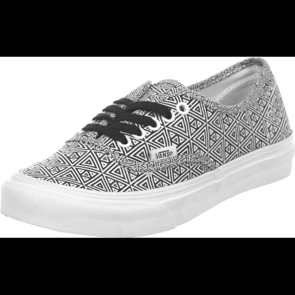 Triangle patterned black and white vans