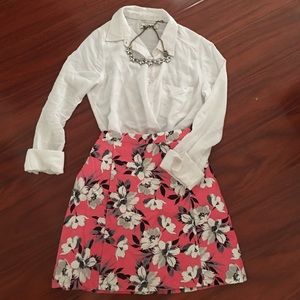 Pink floral skirt