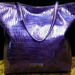 Large Purple Shimmer Faux Croc Tote